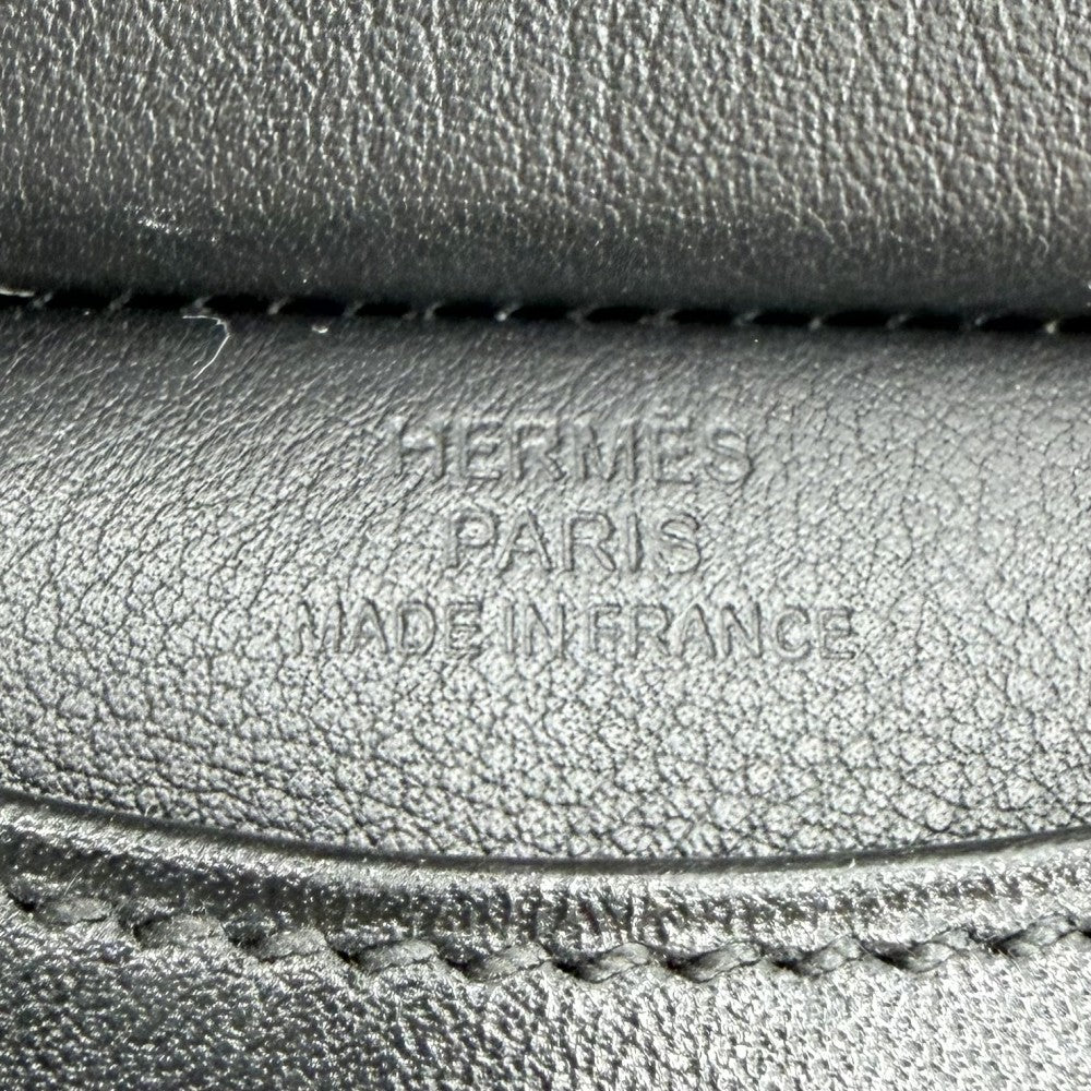HERMES エルメス ネックレス カーナビー スタッズ ミニポーチ レザー ブラック 黒 シルバー金具 レディース【中古品】