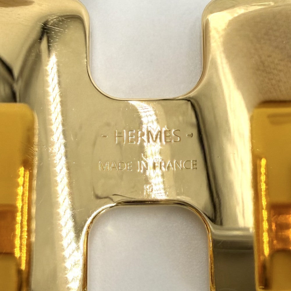 HERMES エルメス バングル オランプ レザーブレスレット アクセサリー ジュエリー 小物 ゴールド ブラック 黒 レディース 約66.4g【中古品】