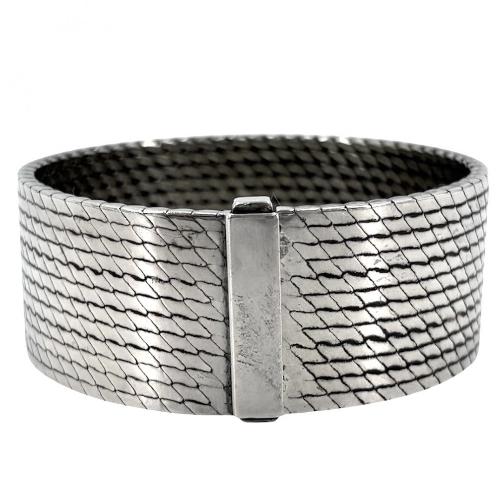 HERMES エルメス バングル メッシュ ブレスレット アクセサリー シルバー925 レディース 約97.0g【中古品】
