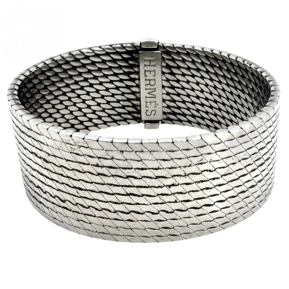 HERMES エルメス バングル メッシュ ブレスレット アクセサリー シルバー925 レディース 約97.0g【中古品】