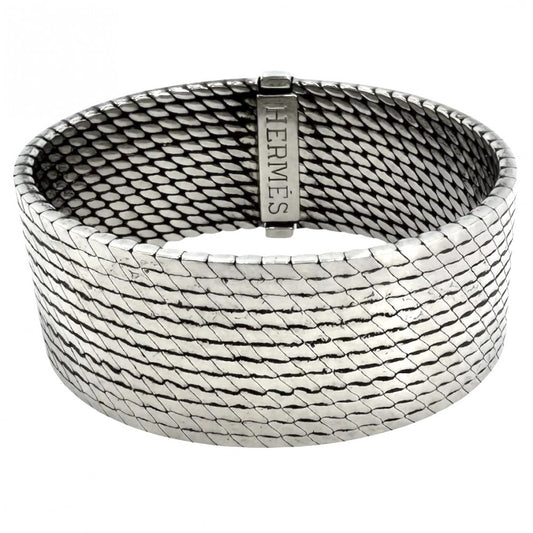 HERMES エルメス バングル メッシュ ブレスレット アクセサリー シルバー925 レディース 約97.0g【中古品】