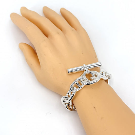 【開店SALE】 HERMES エルメス ブレスレット シェーヌダンクルTGM アクセサリー ジュエリー 12コマ シルバー925 メンズ 約111.5g【中古品】