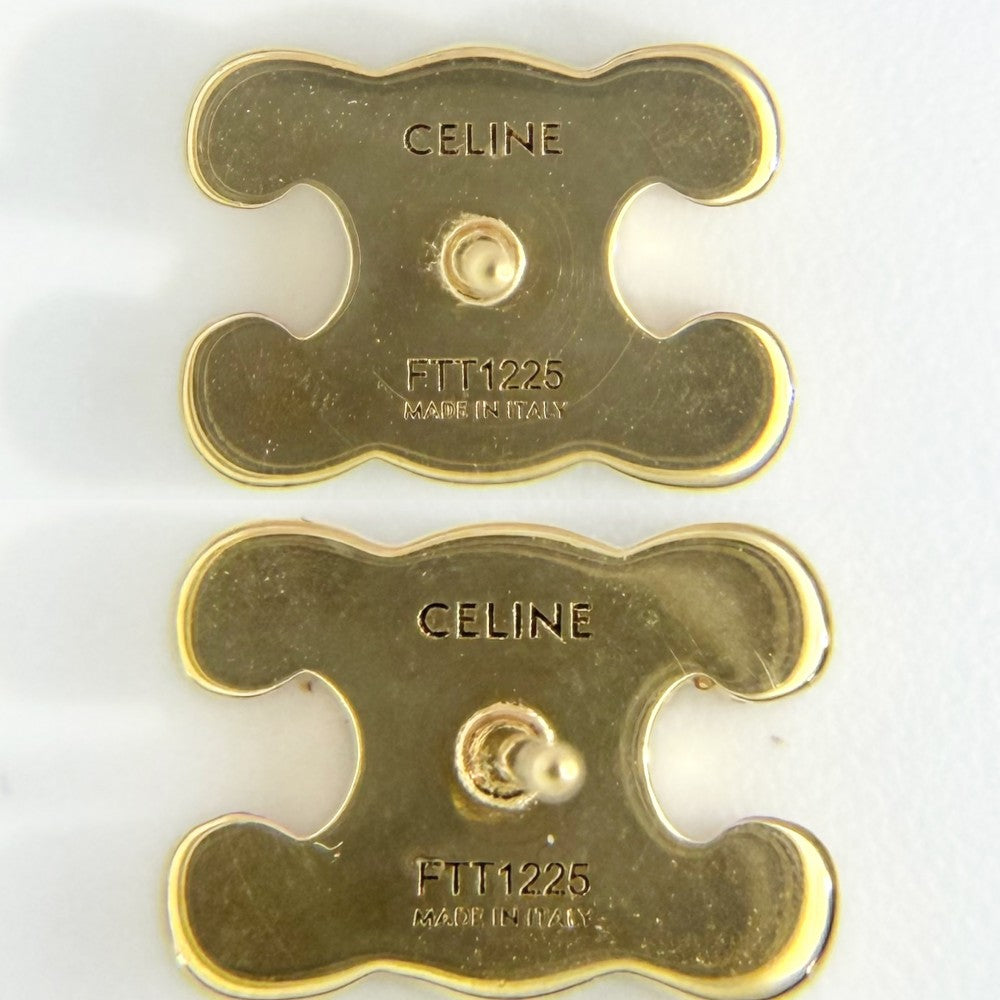 CELINE セリーヌ ピアス トリオンフ アクセサリー ラインストーン ゴールド レディース 約2.7g【中古品】
