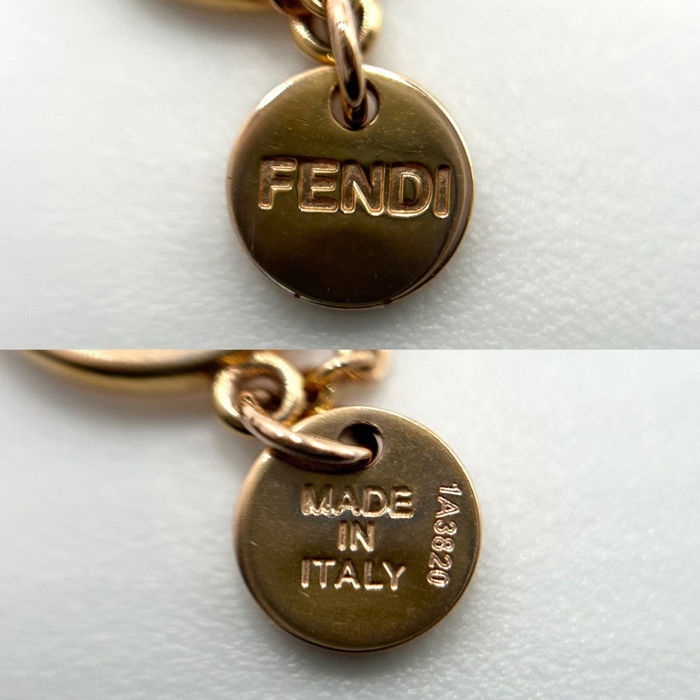 FENDI フェンディ ネックレス エフイズフェンディ ロゴ アクセサリー レディース ラインストーン ピンクゴールド レディース 約4.5g【中古品】
