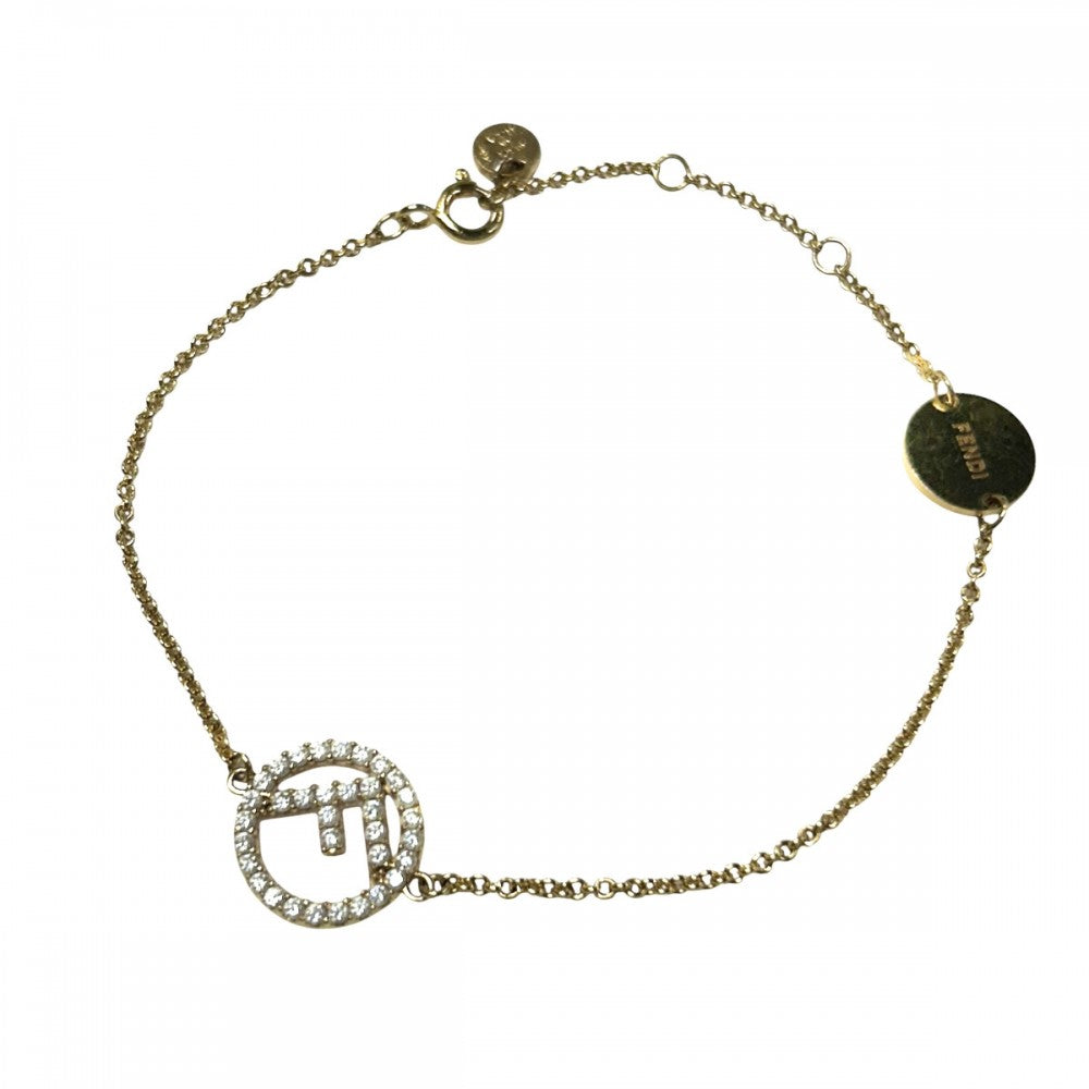 【開店SALE】 FENDI フェンディ ブレスレット エフイズフェンディ アクセサリー ブラス ジルコニアストーン 8AG761 ゴールド レディース 約3.7g【中古品】