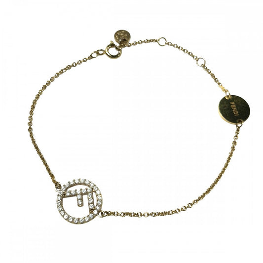【開店SALE】 FENDI フェンディ ブレスレット エフイズフェンディ アクセサリー ブラス ジルコニアストーン 8AG761 ゴールド レディース 約3.7g【中古品】