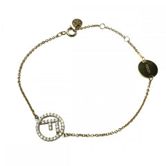 【開店SALE】 FENDI フェンディ ブレスレット エフイズフェンディ アクセサリー ブラス ジルコニアストーン 8AG761 ゴールド レディース 約3.7g【中古品】