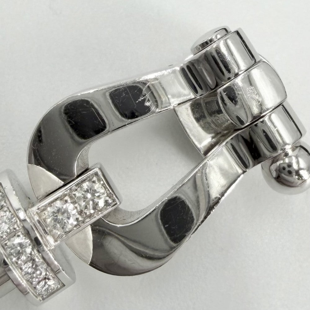 FRED フレッド ブレスレット フォース10 ラージモデル ジュエリー アクセサリー 18金WG Au750 メンズ レディース 16サイズ K18ホワイトゴールド ダイヤモンド カーキ系 ユニセックス 約16.7g【中古品】