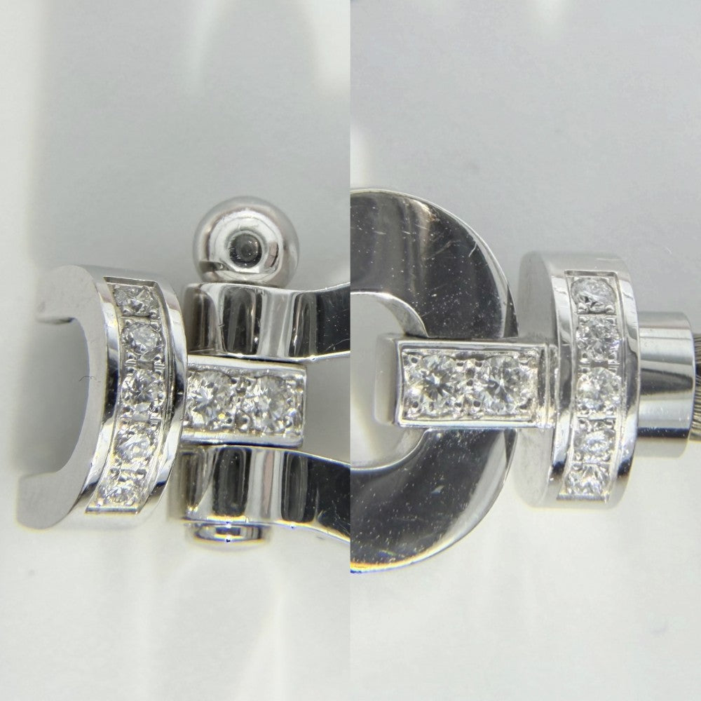 FRED フレッド ブレスレット フォース10 ラージモデル ジュエリー アクセサリー 18金WG Au750 メンズ レディース 16サイズ K18ホワイトゴールド ダイヤモンド カーキ系 ユニセックス 約16.7g【中古品】