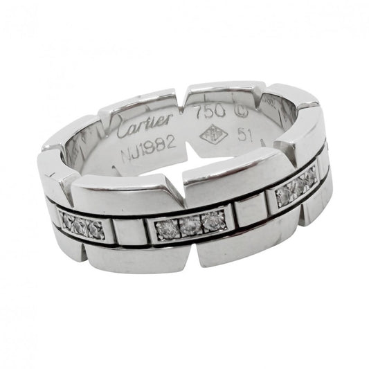 【開店SALE】 CARTIER カルティエ 指輪 タンク フランセーズ リング ジュエリー アクセサリー 51サイズ Au750 18金WG K18ホワイトゴールド ダイヤモンド 約11号 レディース 約8.6g【中古品】