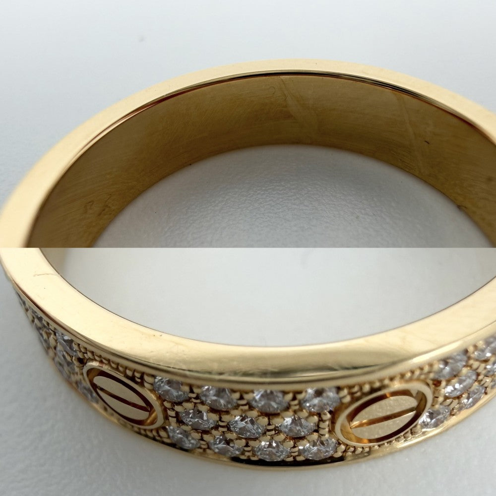 CARTIER カルティエ 指輪 ラブリング スモール パヴェ アクセサリー ジュエリー 18金YG Au750 K18イエローゴールド ダイヤモンド88石計0.31ctct 約15号 メンズ 約4.7g【中古品】