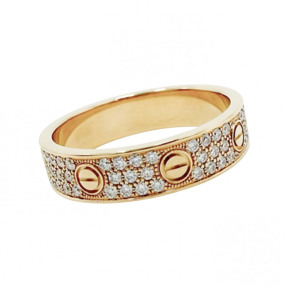 CARTIER カルティエ 指輪 ラブリング スモール パヴェ アクセサリー ジュエリー 18金YG Au750 K18イエローゴールド ダイヤモンド88石計0.31ctct 約15号 メンズ 約4.7g【中古品】