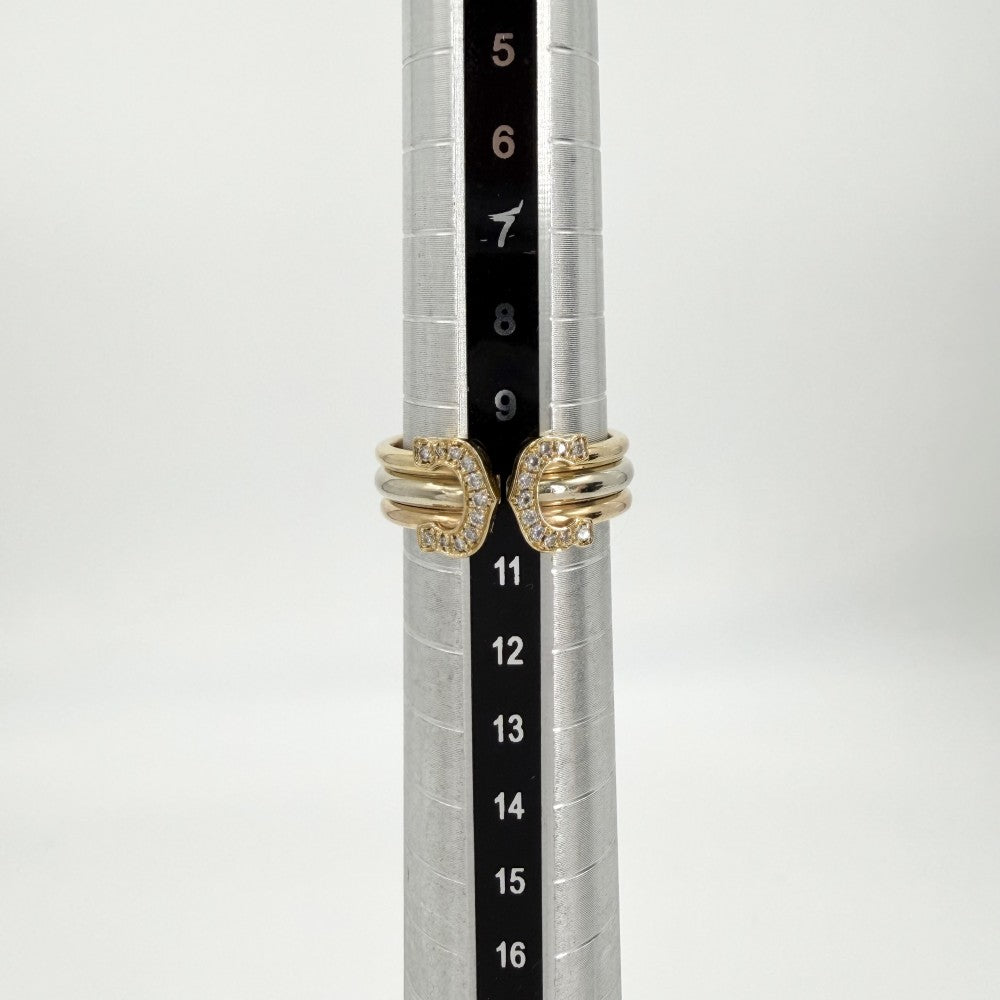 CARTIER カルティエ 指輪 ドゥーブルC 2C スリーカラー アクセサリー ジュエリー 18金YG/WG/PG Au750 サイズ50 K18イエローゴールド K18ホワイトゴールド K18ピンクゴールド ダイヤモンド 約10号 メンズ 約4.8g【中古品】