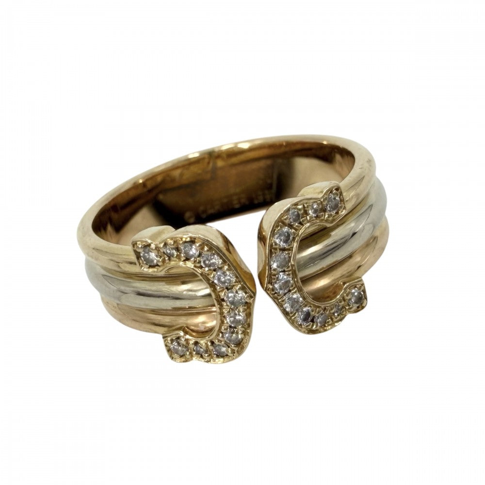 CARTIER カルティエ 指輪 ドゥーブルC 2C スリーカラー アクセサリー ジュエリー 18金YG/WG/PG Au750 サイズ50 K18イエローゴールド K18ホワイトゴールド K18ピンクゴールド ダイヤモンド 約10号 メンズ 約4.8g【中古品】
