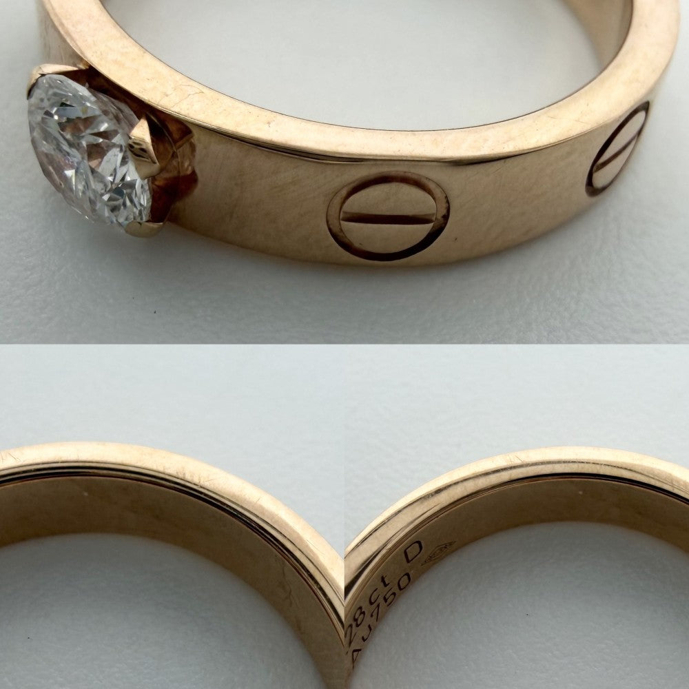 CARTIER カルティエ 指輪 ラブリング ソリテール ジュエリー アクセサリー 18金PG Au750 47サイズ K18ピンクゴールド ダイヤモンド0.28ct 約7号 レディース 約3.8g【中古品】
