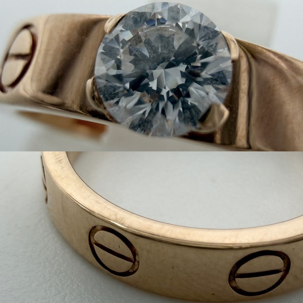 CARTIER カルティエ 指輪 ラブリング ソリテール ジュエリー アクセサリー 18金PG Au750 47サイズ K18ピンクゴールド ダイヤモンド0.28ct 約7号 レディース 約3.8g【中古品】