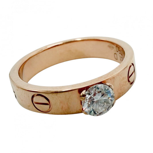 CARTIER カルティエ 指輪 ラブリング ソリテール ジュエリー アクセサリー 18金PG Au750 47サイズ K18ピンクゴールド ダイヤモンド0.28ct 約7号 レディース 約3.8g【中古品】