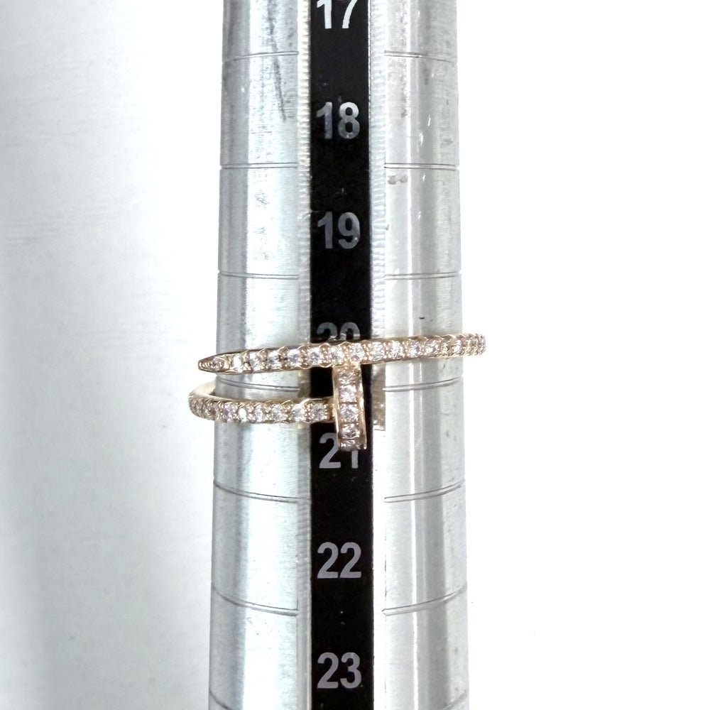CARTIER カルティエ 指輪 ジュストアンクル リング アクセサリー ジュエリー セミパヴェ 18金PG Au750 釘 61サイズ K18ピンクゴールド ダイヤモンド 約21号 ゴールド レディース 約3.2g【中古品】