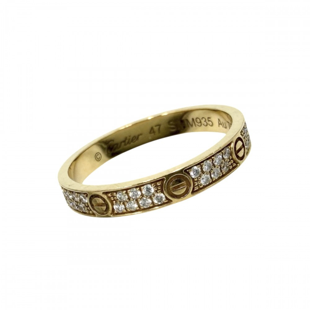 【開店SALE】 CARTIER カルティエ 指輪 ラブリング ミニモデル パヴェ アクセサリー ジュエリー 18金YG Au750 K18イエローゴールド ダイヤモンド計0.19ctct 約7号 B4218100 メンズ 約1.7g【中古品】