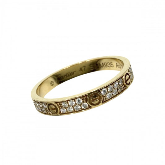 【開店SALE】 CARTIER カルティエ 指輪 ラブリング ミニモデル パヴェ アクセサリー ジュエリー 18金YG Au750 K18イエローゴールド ダイヤモンド計0.19ctct 約7号 B4218100 メンズ 約1.7g【中古品】