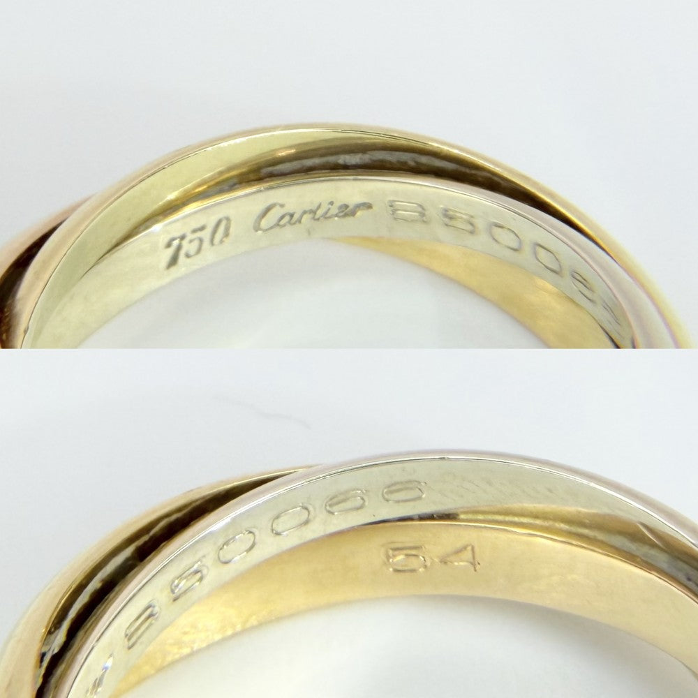 CARTIER カルティエ 指輪 パンテール トリニティ スリーカラー ジュエリー アクセサリーAu750 18金YG/PG/WG パンサー 豹 54サイズ K18イエローゴールド K18ホワイトゴールド K18ピンクゴールド エメラルド 約13号 レディース 約12.4g【中古品】