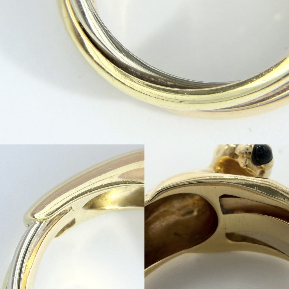 CARTIER カルティエ 指輪 パンテール トリニティ スリーカラー ジュエリー アクセサリーAu750 18金YG/PG/WG パンサー 豹 54サイズ K18イエローゴールド K18ホワイトゴールド K18ピンクゴールド エメラルド 約13号 レディース 約12.4g【中古品】