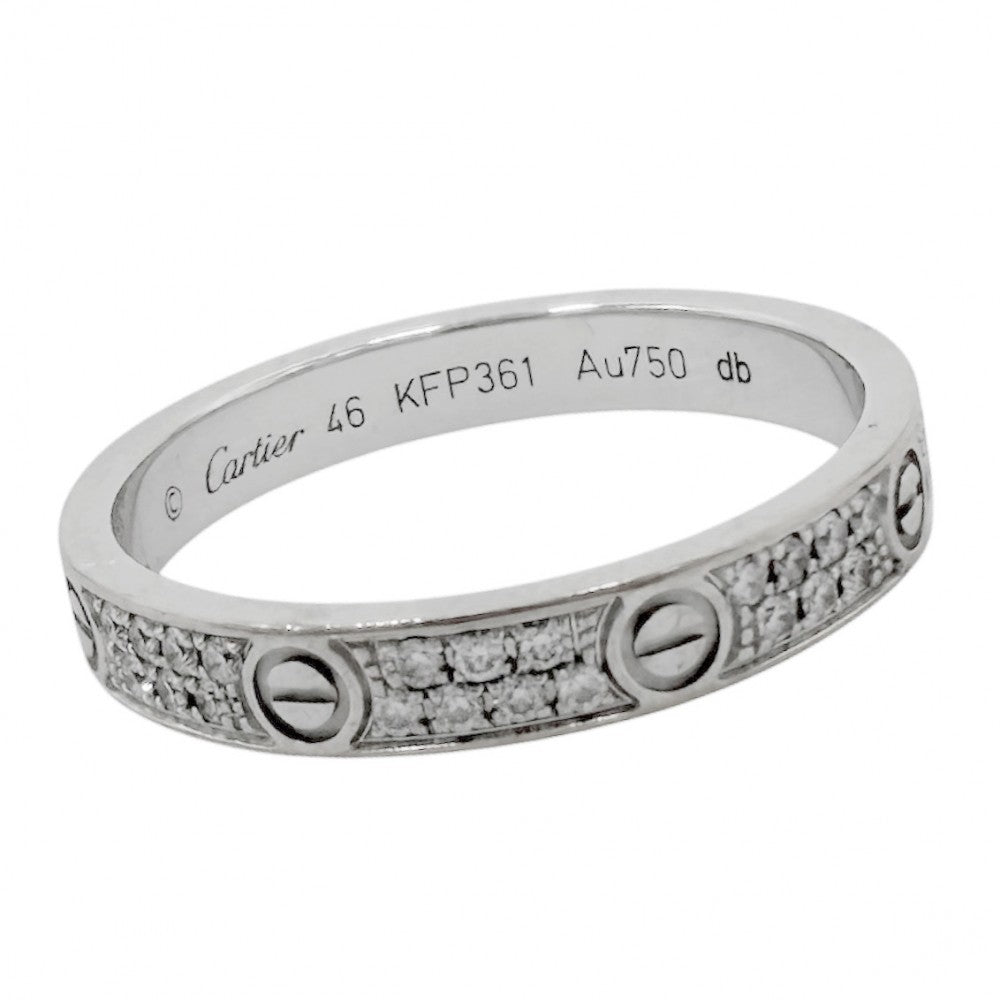 CARTIER カルティエ 指輪 ミニラブリング パヴェ ジュエリー アクセサリー LOVE 18金WG Au750 46サイズ K18ホワイトゴールド ダイヤモンド 約6号 B4218200 レディース 約2.0g【中古品】