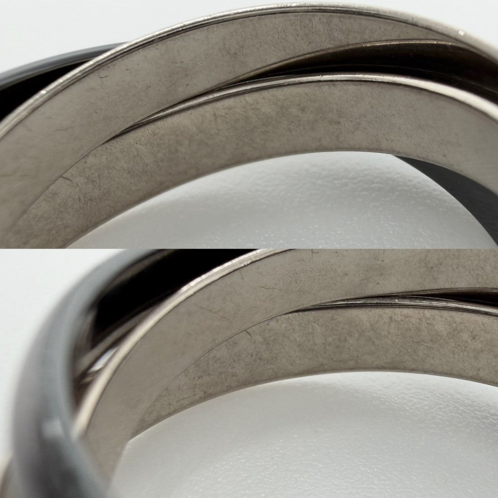 CARTIER カルティエ 指輪 トリニティリング アクセサリー ジュエリー Au750 18金WG 56サイズ K18ホワイトゴールド セラミック 約16号 ブラック 黒 シルバー レディース 約7.3g【中古品】