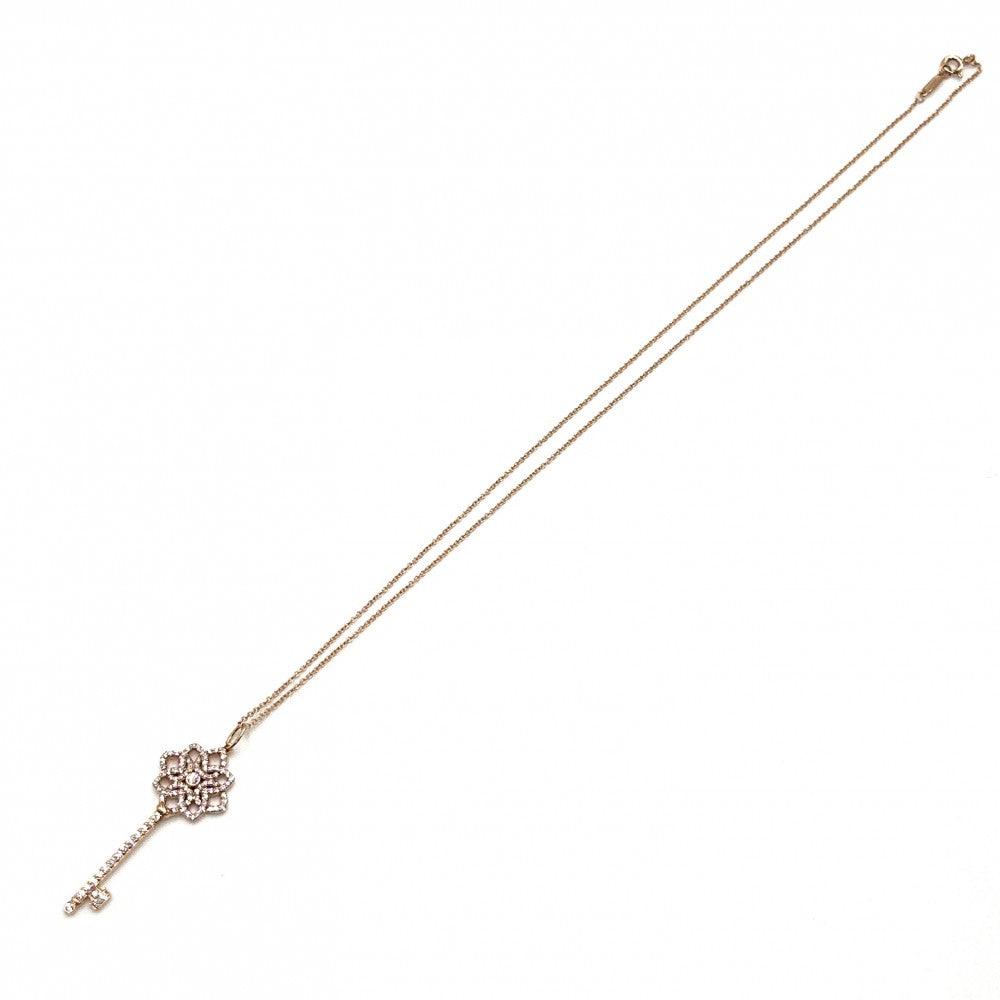 【開店SALE】 TIFFANY&Co. ティファニー ネックレス ペンダント ウォーブンキー ジュエリー アクセサリー 18金PG Au750 K18ピンクゴールド ダイヤモンド レディース 約4.5g【中古品】