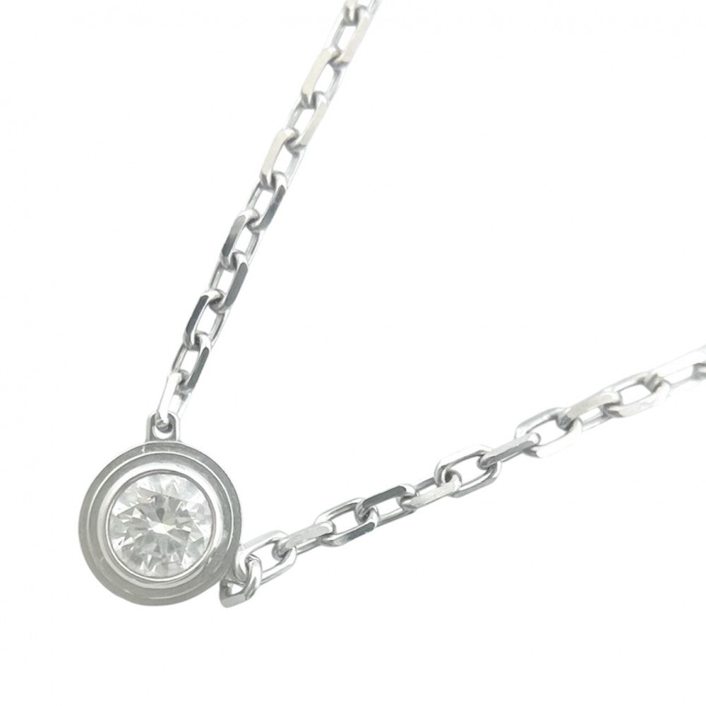 CARTIER カルティエ ネックレス ダム―ル スモールモデル 一粒ダイヤ SM 18金 750 ジュエリー K18ホワイトゴールド ダイヤモンド約0.09ct B7215900 シルバー レディース 約3.0g【中古品】