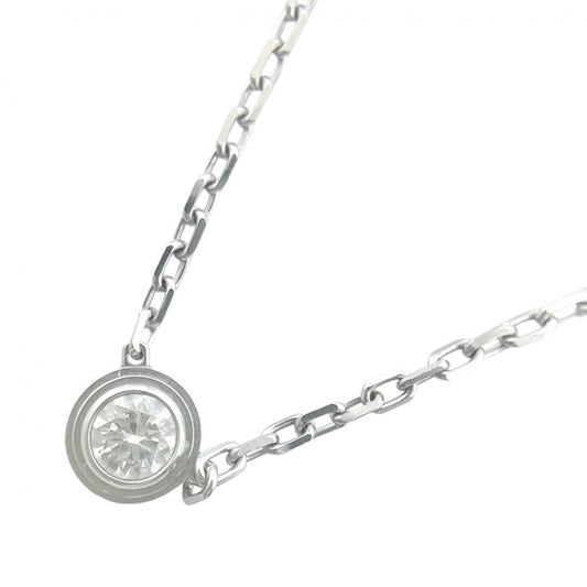 CARTIER カルティエ ネックレス ダム―ル スモールモデル 一粒ダイヤ SM 18金 750 ジュエリー K18ホワイトゴールド ダイヤモンド約0.09ct B7215900 シルバー レディース 約3.0g【中古品】
