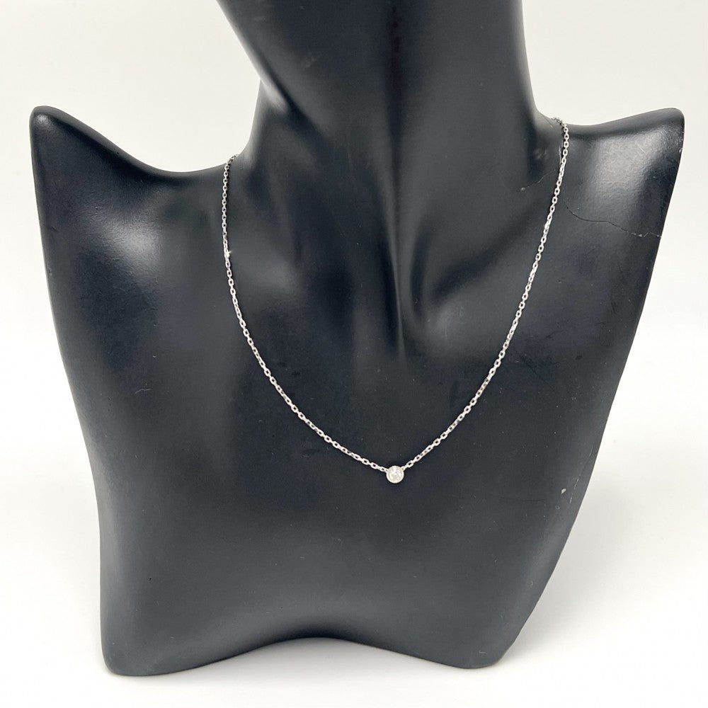 CARTIER カルティエ ネックレス ダム―ル スモールモデル 一粒ダイヤ SM 18金 750 ジュエリー K18ホワイトゴールド ダイヤモンド約0.09ct B7215900 シルバー レディース 約3.0g【中古品】