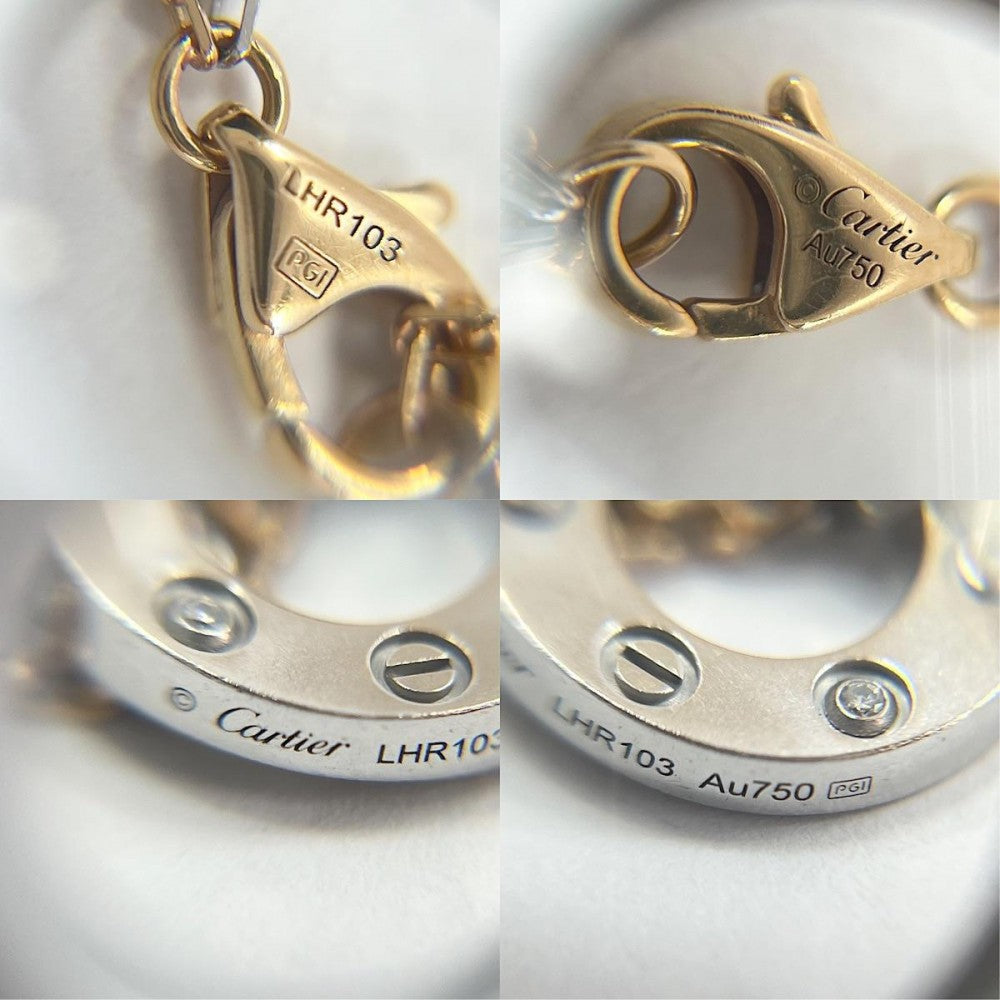 CARTIER カルティエ ネックレス ラブ スリーフープ ペンダント ジュエリー Au750 アクセサリー K18ピンクゴールド K18ホワイトゴールド ダイヤモンド レディース 約8.8g【中古品】