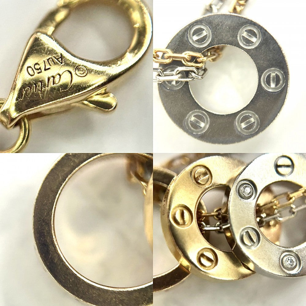 CARTIER カルティエ ネックレス ラブ スリーフープ ペンダント ジュエリー Au750 アクセサリー K18ピンクゴールド K18ホワイトゴールド ダイヤモンド レディース 約8.8g【中古品】