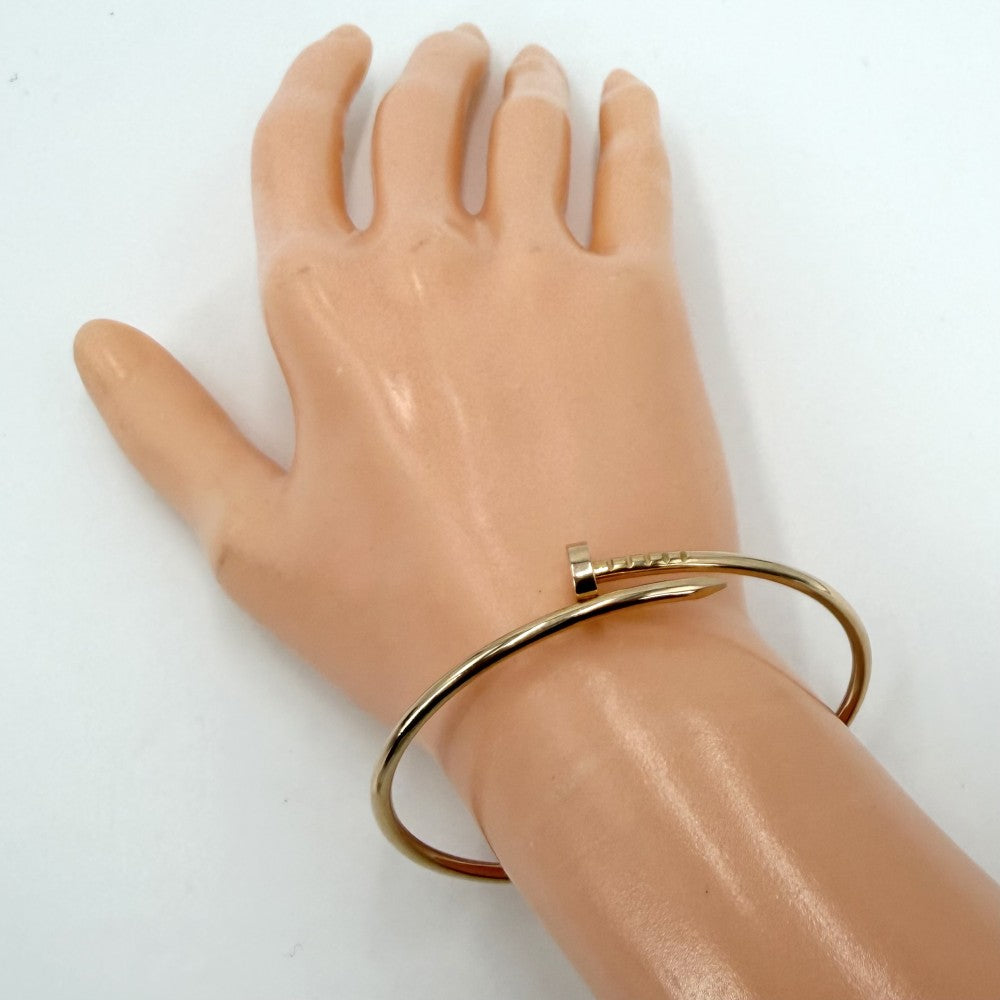 【開店SALE】 CARTIER カルティエ バングル ブレスレット ジュストアンクル 釘 18金PG Au750 ジュエリー アクセサリー 17サイズ K18ピンクゴールド レディース 約9.7g【中古品】