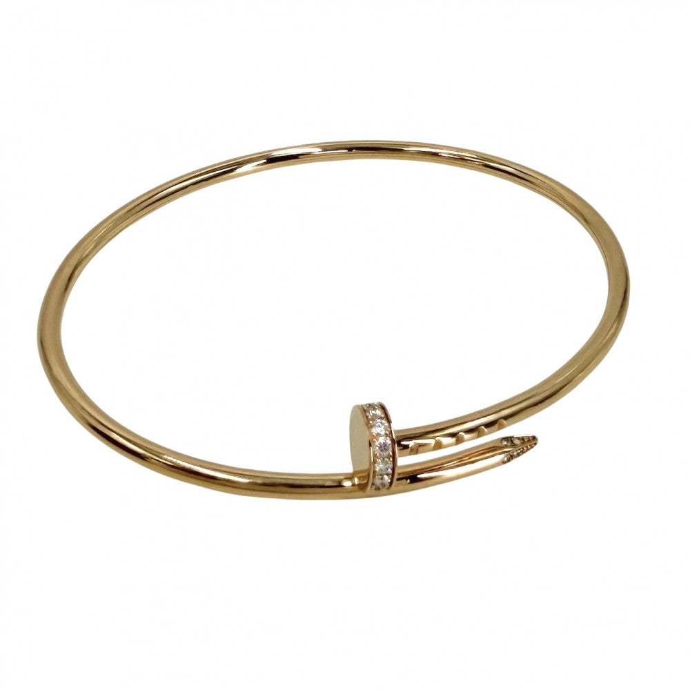 【開店SALE】 CARTIER カルティエ バングル ブレスレット ジュストアンクル スモールモデル 釘 18金PG Au750 ジュエリー アクセサリー 16サイズ K18ピンクゴールド ダイヤモンド レディース 約9.0g【中古品】