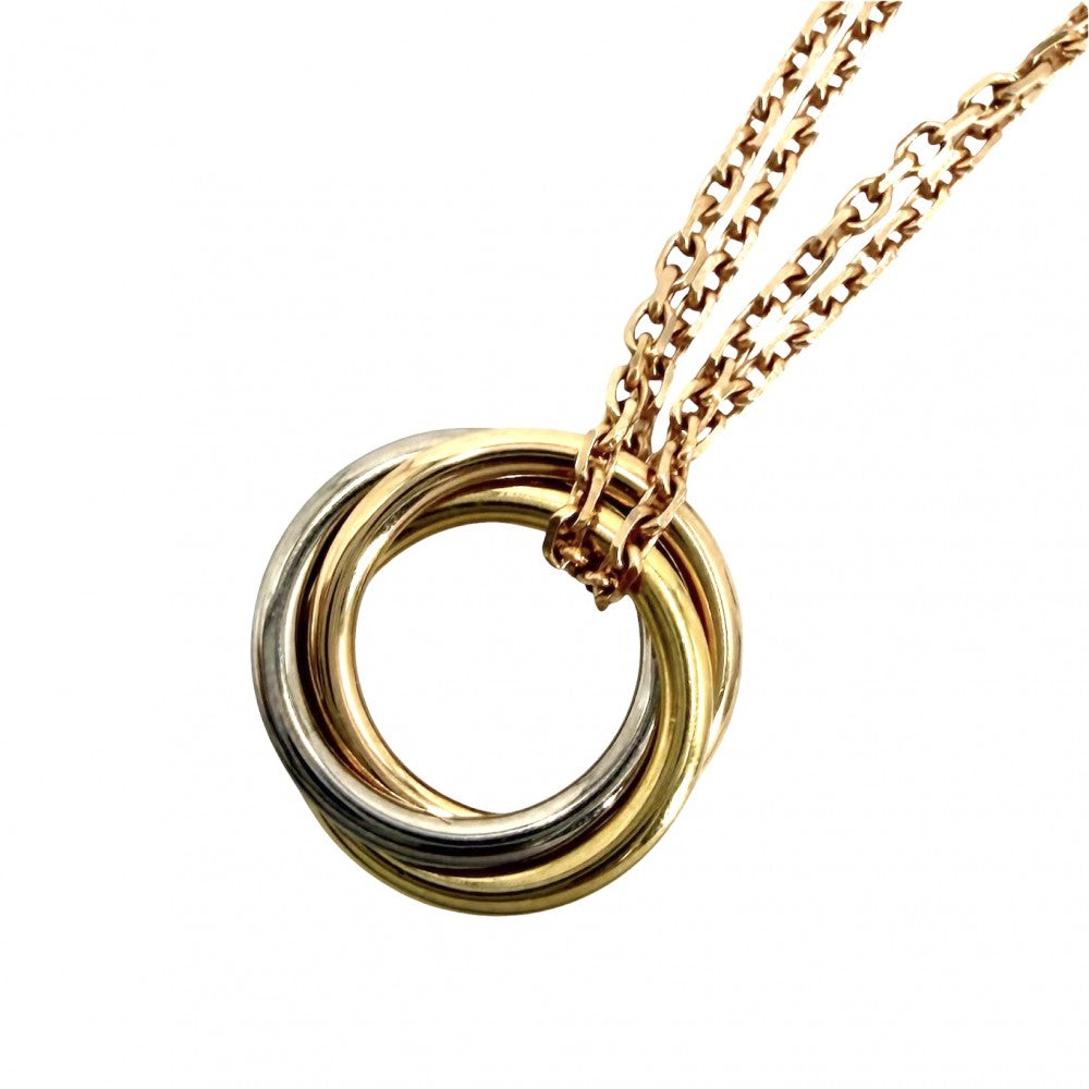 【開店SALE】 CARTIER カルティエ ネックレス トリニティ 3カラー ペンダント ジュエリー アクセサリー Au750 18金 K18ピンクゴールド K18イエローゴールド K18ホワイトゴールド ゴールド レディース 約3.9g【中古品】
