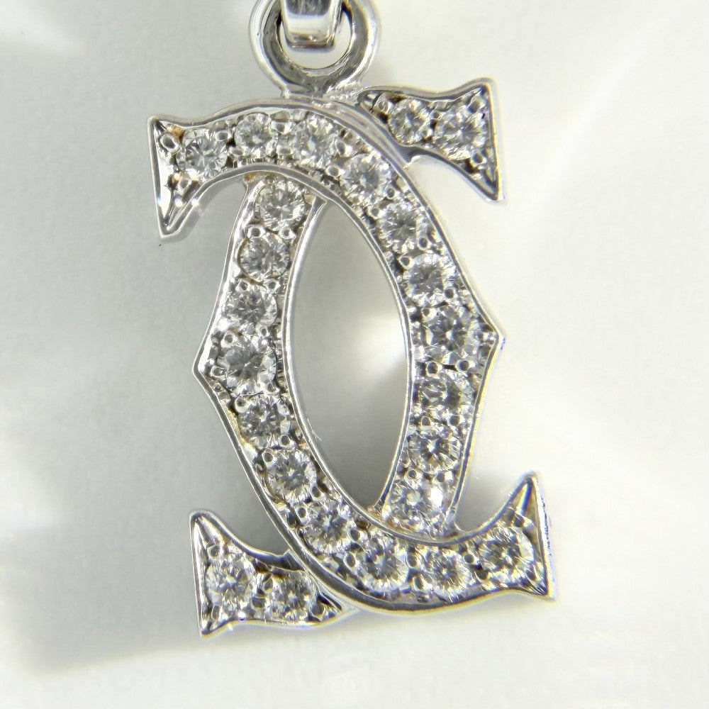 CARTIER カルティエ ネックレス フォルサ チェーン 2Cチャーム セット ペンダント 18金WG Au750 ジュエリー アクセサリー K18ホワイトゴールド ダイヤモンド レディース 約10.7g【中古品】