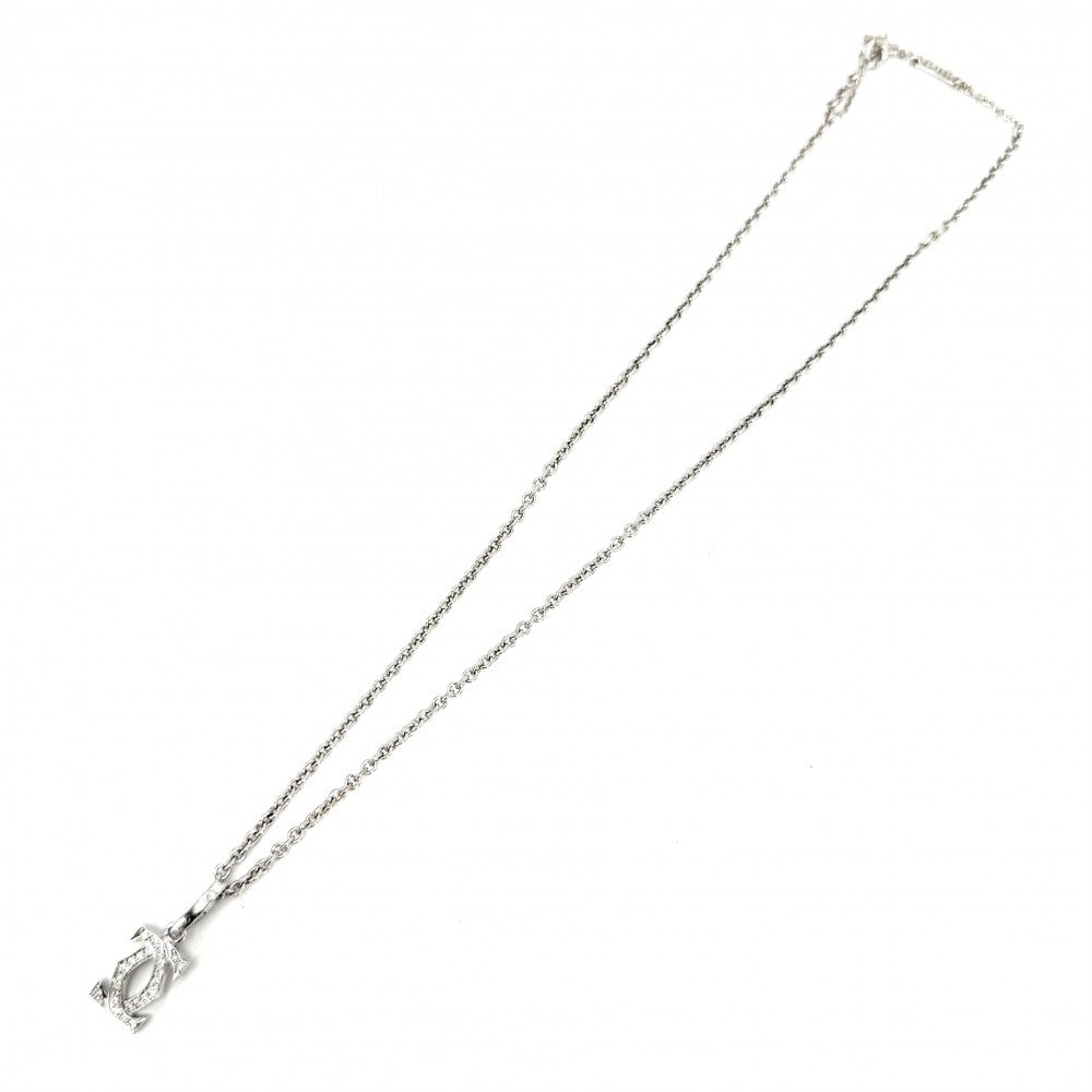 CARTIER カルティエ ネックレス フォルサ チェーン 2Cチャーム セット ペンダント 18金WG Au750 ジュエリー アクセサリー K18ホワイトゴールド ダイヤモンド レディース 約10.7g【中古品】