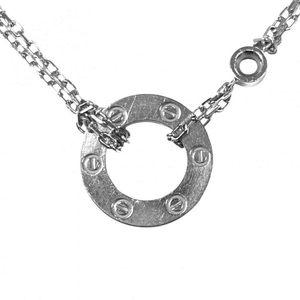 CARTIER カルティエ ネックレス ラブサークル ジュエリー ペンダント LOVE アクセサリー Au750 18金WG K18ホワイトゴールド ダイヤモンド レディース 約6.7g【中古品】