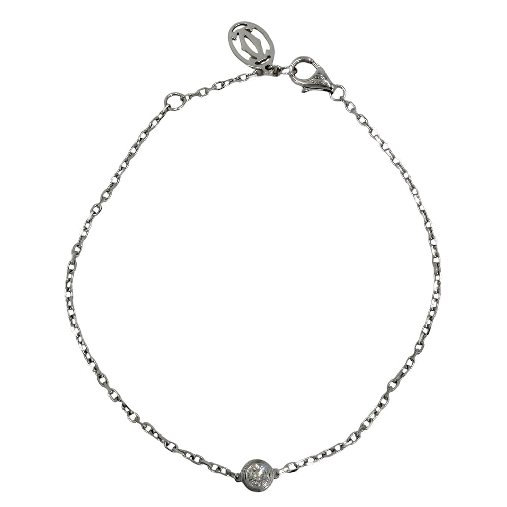 CARTIER カルティエ ブレスレット ダムール スモール 一粒ダイヤ アクセサリー ジュエリー Au750 18金WG K18ホワイトゴールド ダイヤモンド レディース 約2.3g【中古品】