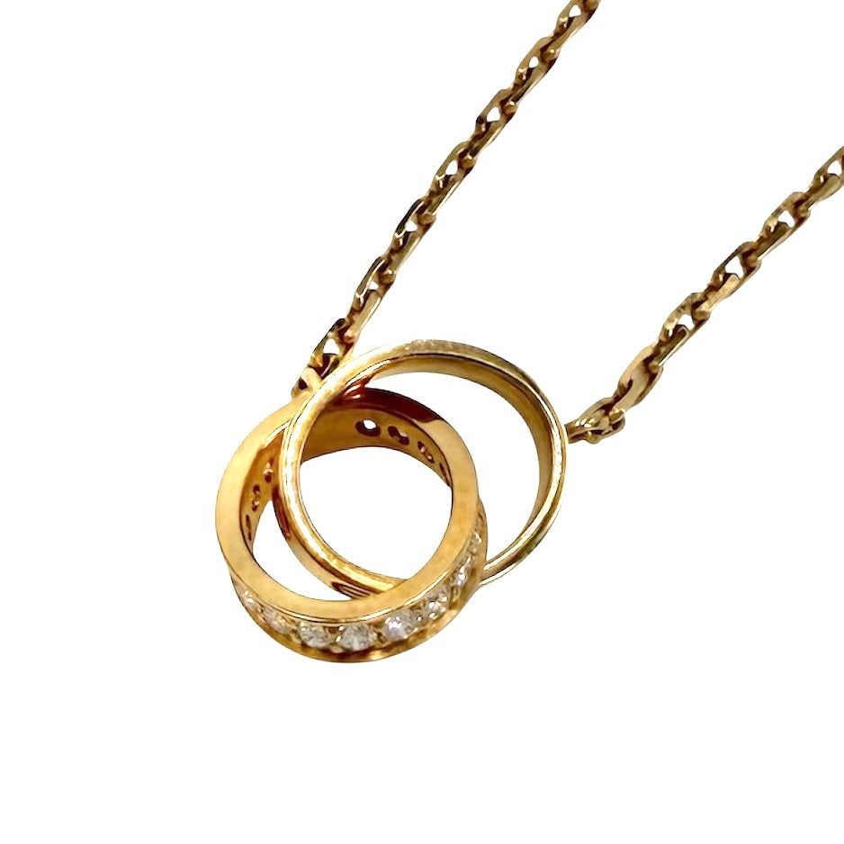 CARTIER カルティエ ネックレス ベビーラブ LOVE ジュエリー アクセサリー Au750 18金YG ビス K18イエローゴールド ダイヤモンド レディース 約6.1g【中古品】