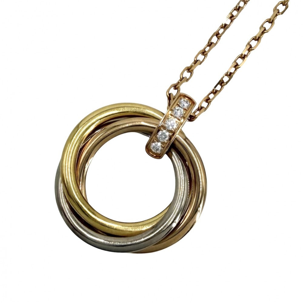 CARTIER カルティエ ネックレス トリニティ 3カラー ジュエリー ペンダント アクセサリー Au750 18金 K18イエローゴールド K18ピンクゴールド K18ホワイトゴールド ダイヤモンド レディース 約9.2g【中古品】