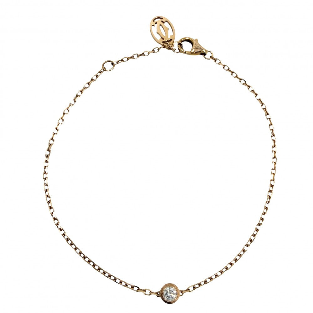CARTIER カルティエ ブレスレット ダムール 一粒ダイヤ ジュエリー アクセサリー Au750 18金PG K18ピンクゴールド ダイヤモンド レディース 約2.2g【中古品】