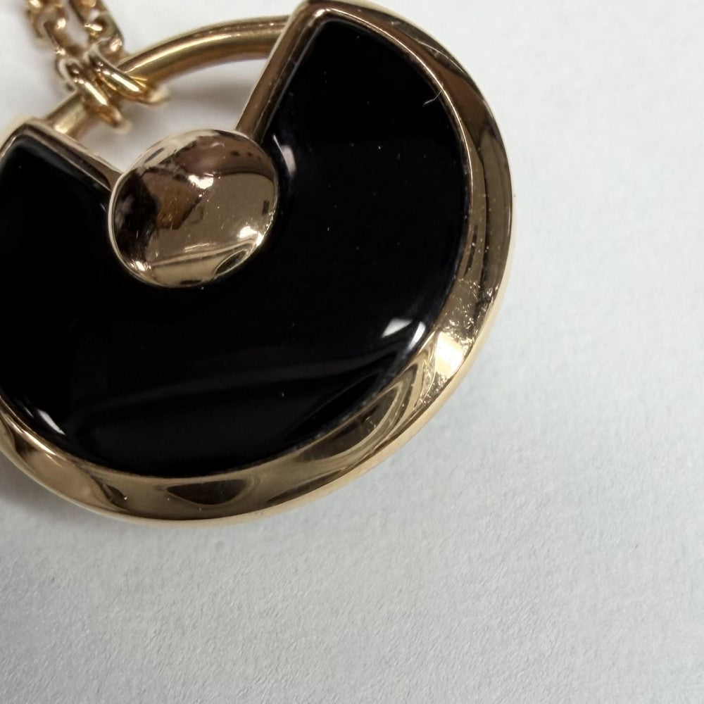 CARTIER カルティエ ネックレス アミュレット ドゥ カルティエ アクセサリー ジュエリー 18金PG Au750 K18ピンクゴールド オニキス ダイヤモンド レディース 約2.8g【中古品】