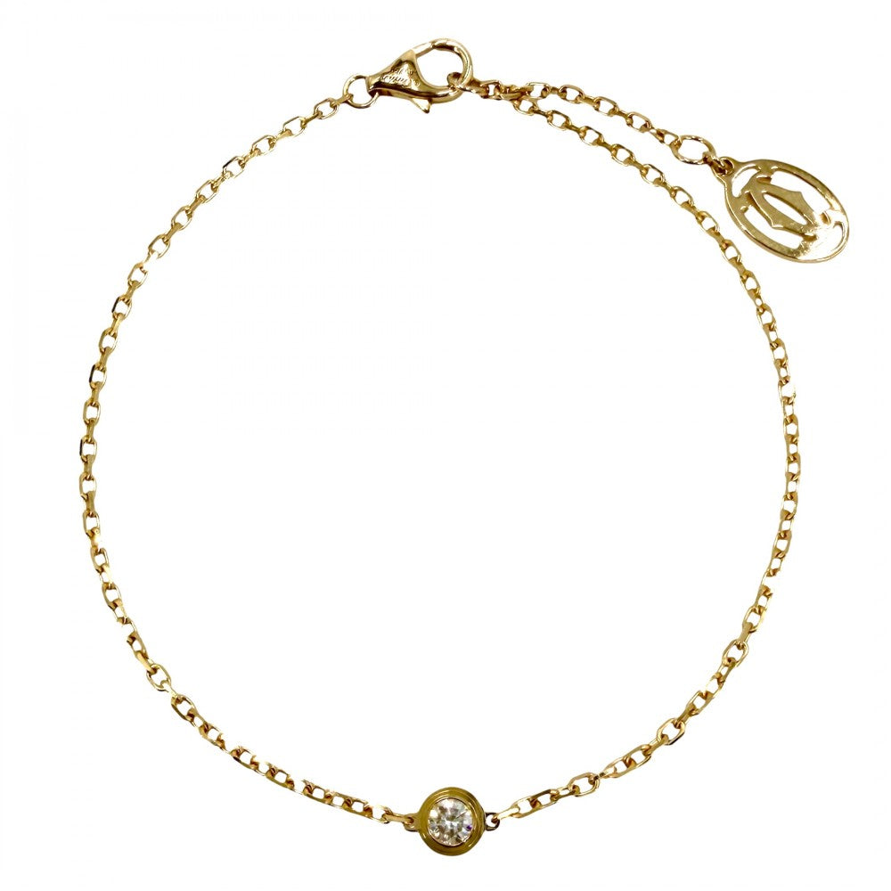 CARTIER カルティエ ブレスレット ダムール SM 一粒ダイヤ ジュエリー アクセサリー Au750 18金YG K18イエローゴールド ダイヤモンド レディース 約2.2g【中古品】