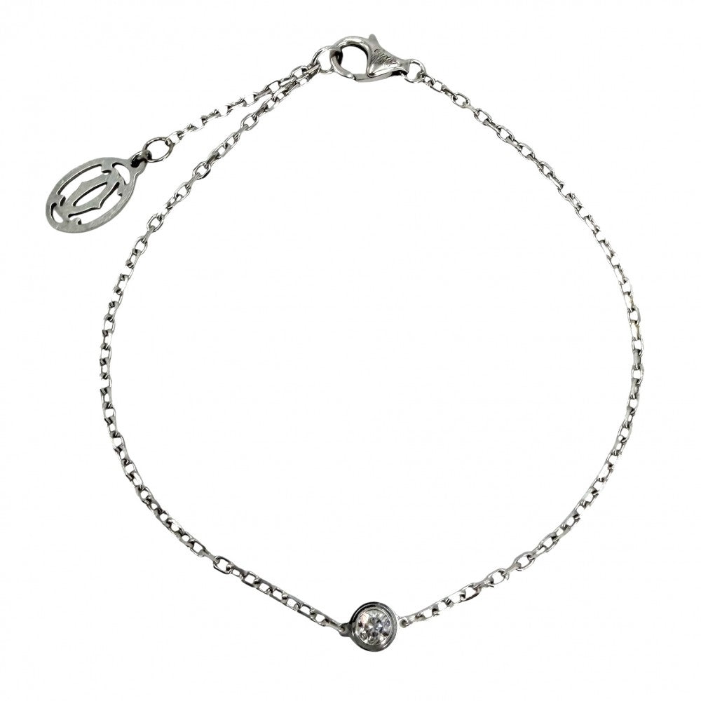 CARTIER カルティエ ブレスレット ダムール スモール 一粒ダイヤ アクセサリー ジュエリー Au750 18金WG K18ホワイトゴールド ダイヤモンド レディース 約2.3g【中古品】