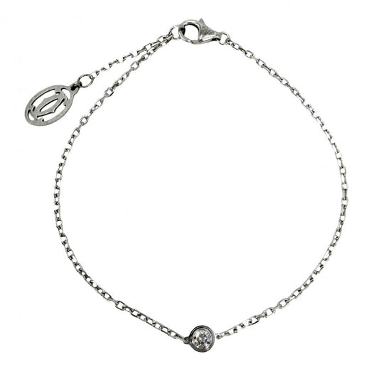 CARTIER カルティエ ブレスレット ダムール スモール 一粒ダイヤ アクセサリー ジュエリー Au750 18金WG K18ホワイトゴールド ダイヤモンド レディース 約2.3g【中古品】