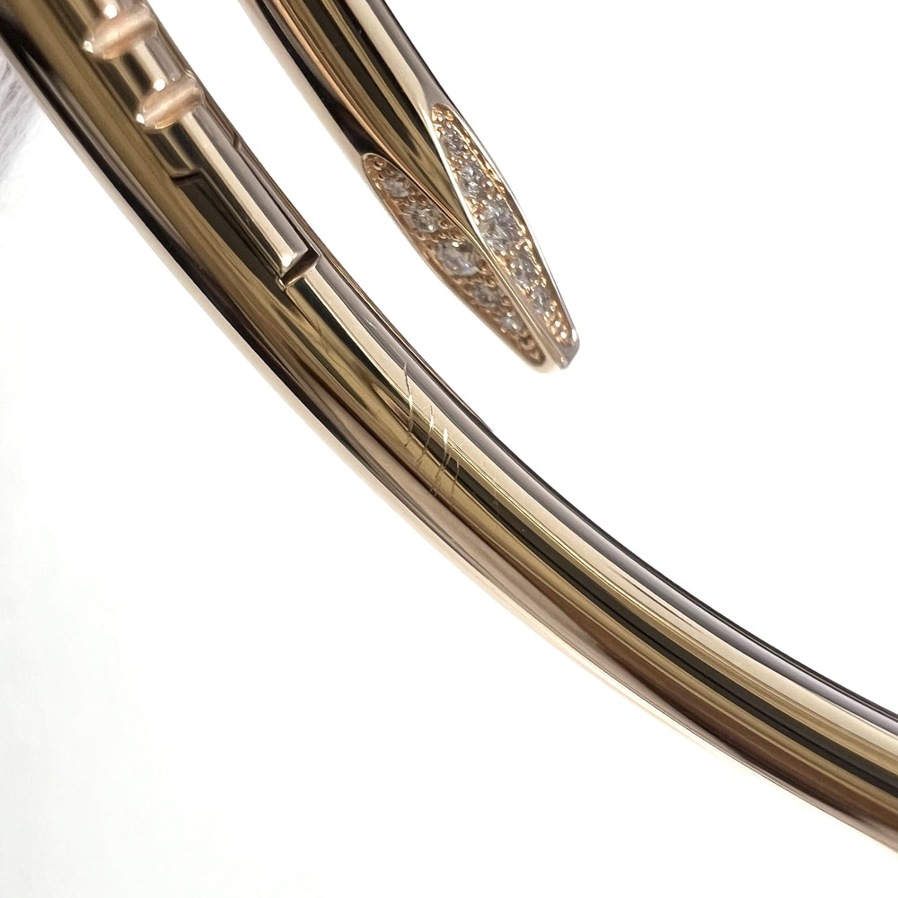 CARTIER カルティエ バングル ブレスレット ジュストアンクル クラシックモデル 釘 18金PG Au750 ジュエリー アクセサリー 17サイズ K18ピンクゴールド ダイヤモンド レディース 約31.8g【中古品】