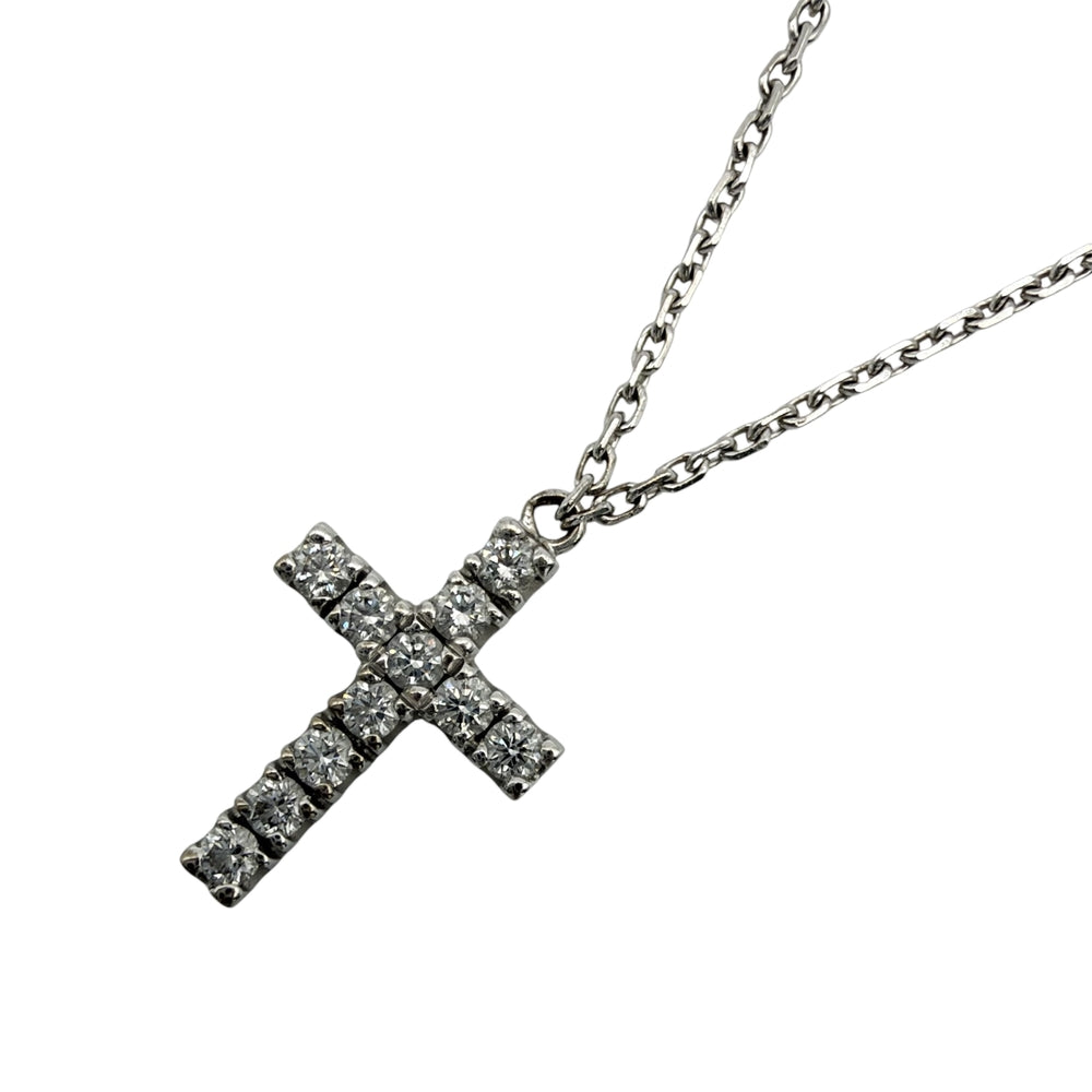 CARTIER カルティエ ネックレス クロスモチーフ シンボルペンダント アクセサリー ジュエリー 18金WG K18ホワイトゴールド ダイヤモンド レディース 約3.0g【中古品】